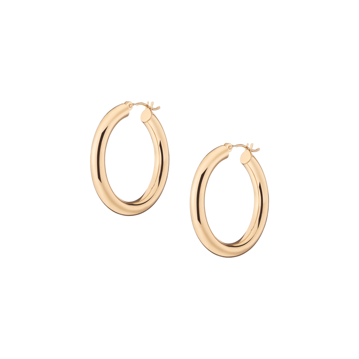 4mm Gold Hoop Earrings - 30mm 14k Yellow Gold Single Pair First
