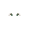 Pearl Toi et Moi Earrings - Green Tourmaline 14k Yellow Gold Pair First
