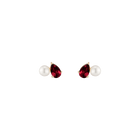 Pearl Toi et Moi Earrings  - Red Garnet