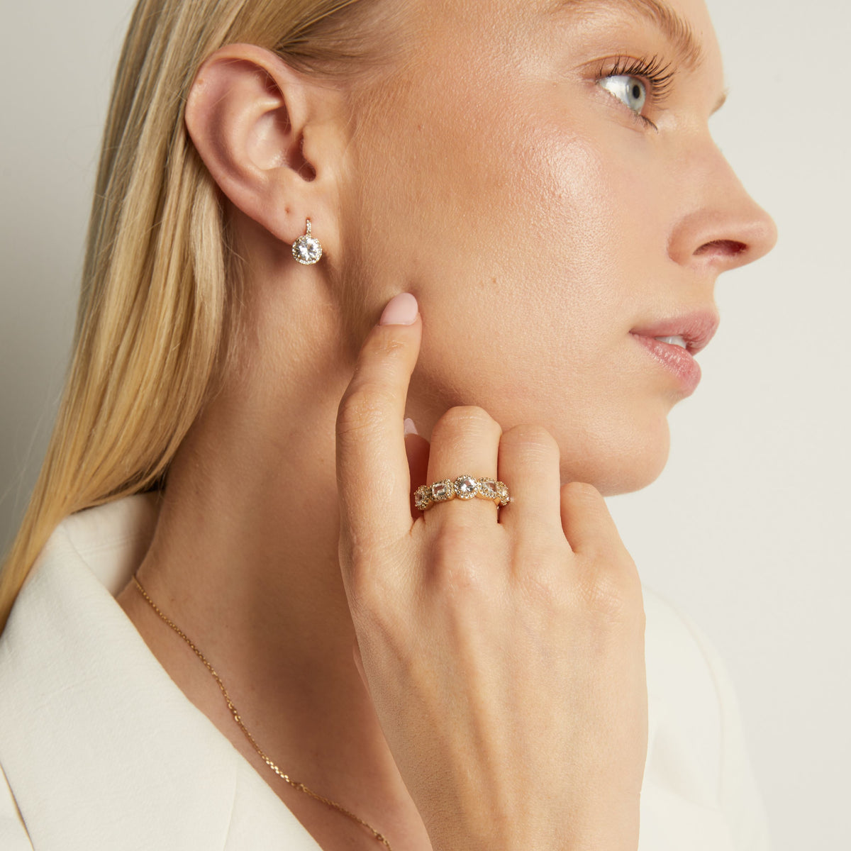 Lab Grown White Sapphire Edwardian Ring