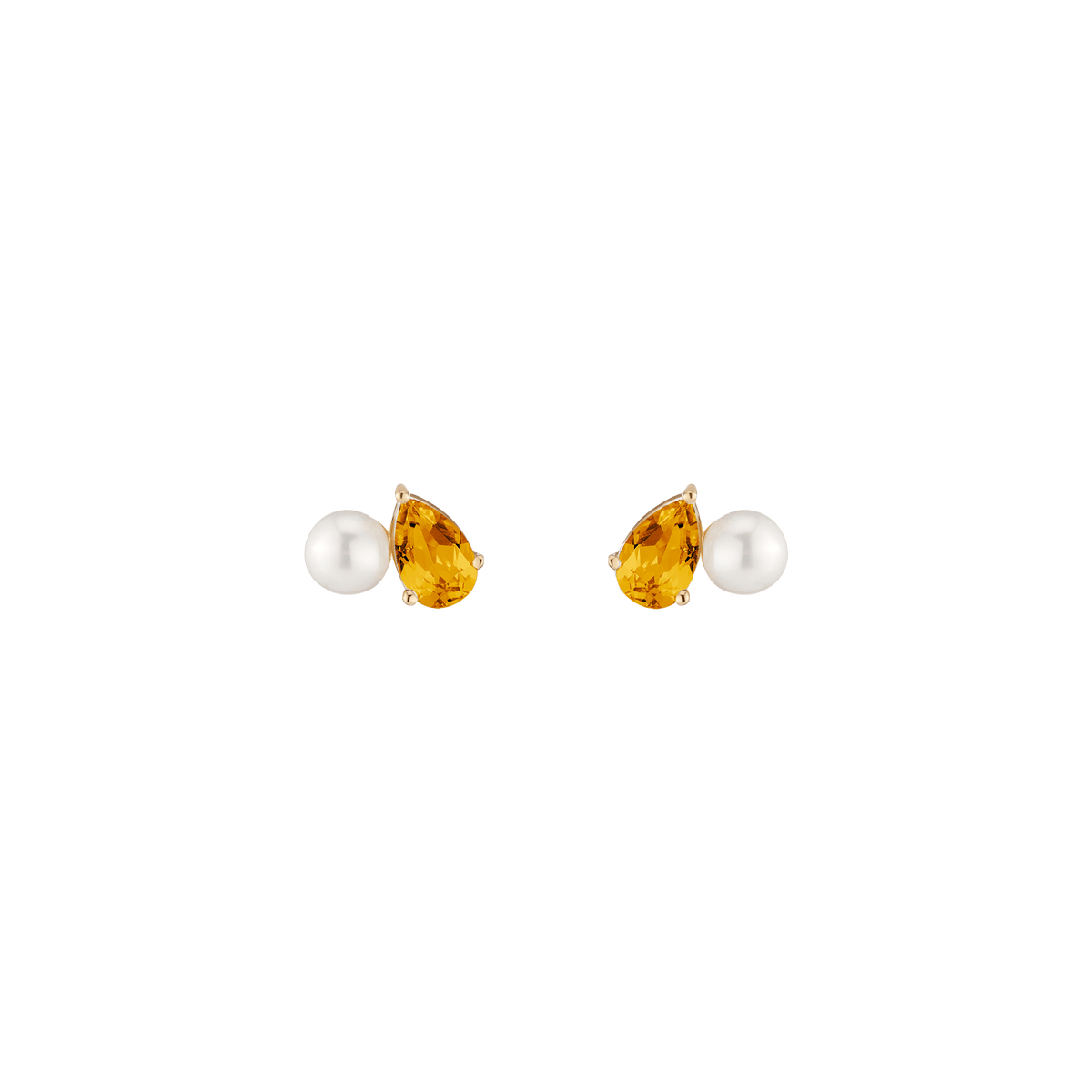 Pearl Toi et Moi Earrings Vermeil 14k 18k Yellow Gold Yellow Citrine