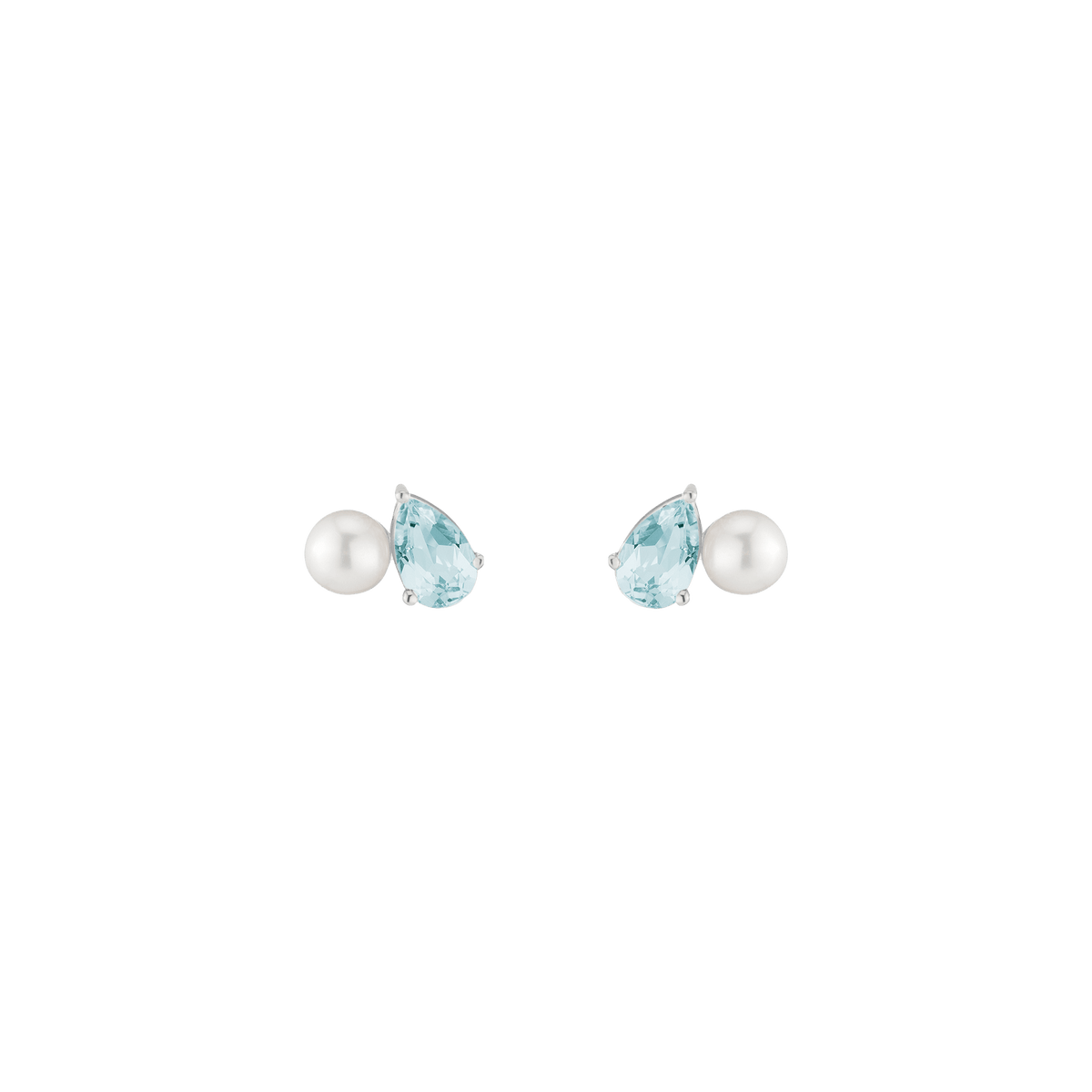 Pearl Toi et Moi Earrings Vermeil 14k 18k White Gold Aquamarine