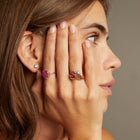 Vintage Red Ruby Rosette Ring
