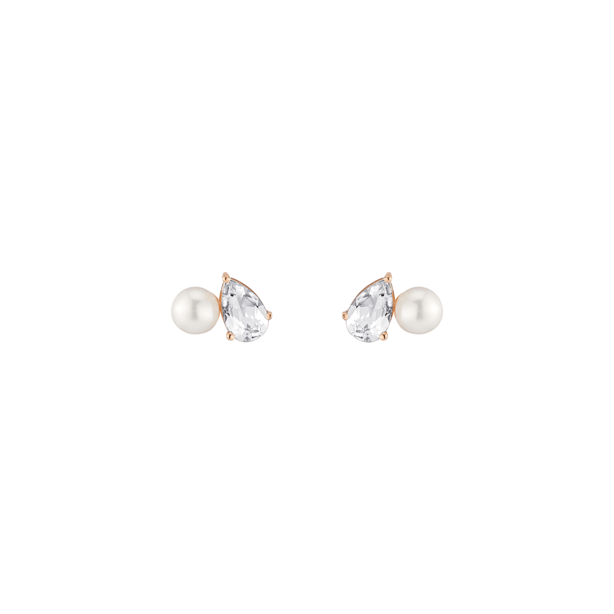 Pearl Toi et Moi Earrings Vermeil 14k 18k Rose Gold White Sapphire First