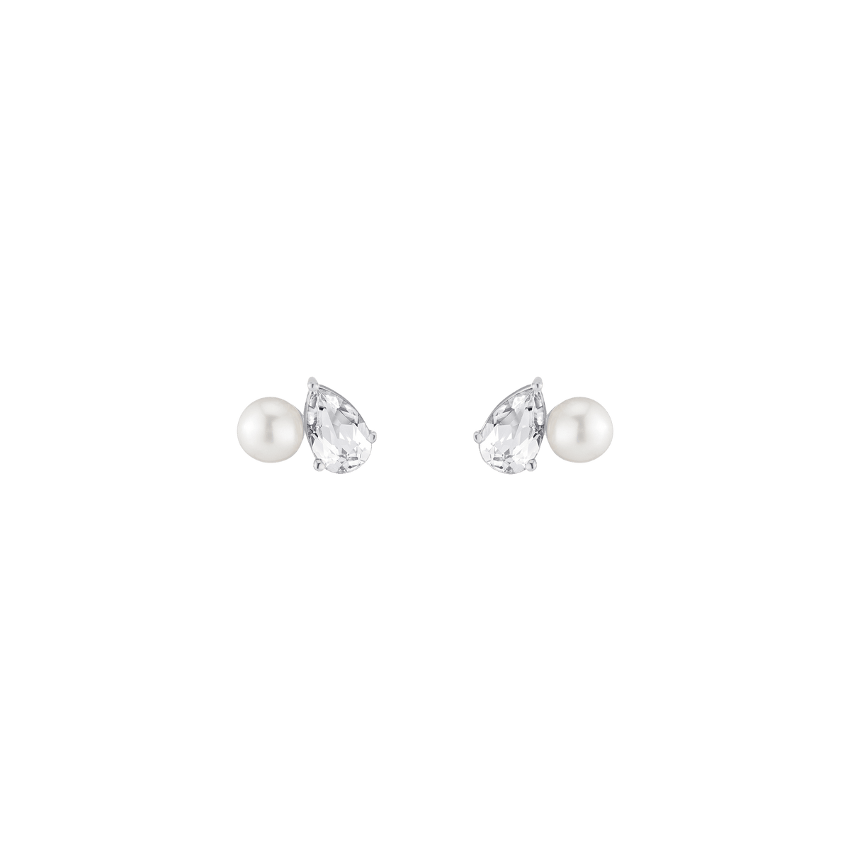 Pearl Toi et Moi Earrings Vermeil 14k 18k White Gold White Sapphire First