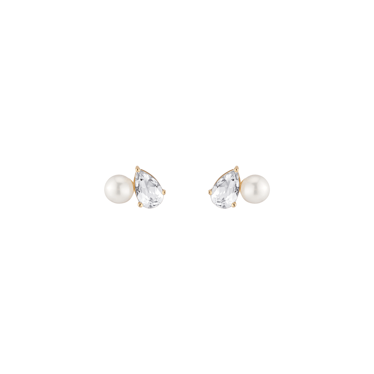 Pearl Toi et Moi Earrings Vermeil 14k 18k Yellow Gold White Sapphire First