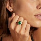 Vintage Oval Green Jade Cocktail Ring