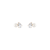 Pearl Toi et Moi Earrings Vermeil 14k 18k Yellow Gold White Sapphire First