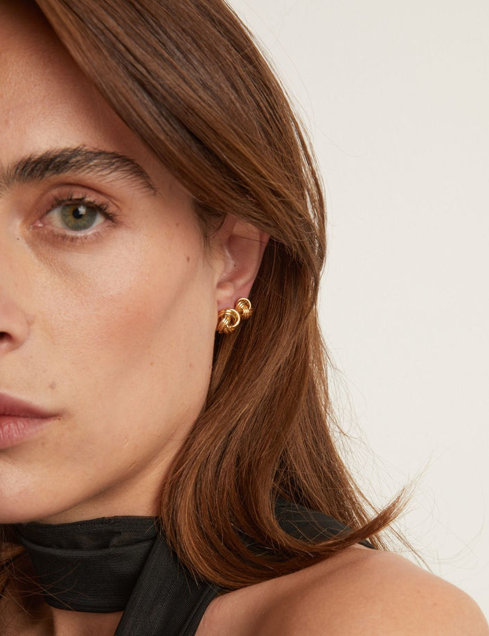 Gold Knot Stud Earrings
