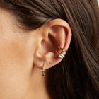 Emerald Lab Grown White Sapphire Solitaire Huggie Earrings