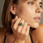 Vintage Oval Green Jade Cocktail Ring