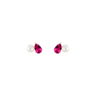 Pearl Toi et Moi Earrings - Red Ruby