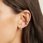 Emerald Lab Grown White Sapphire Solitaire Huggie Earrings