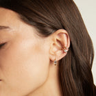 Emerald Lab Grown White Sapphire Solitaire Huggie Earrings