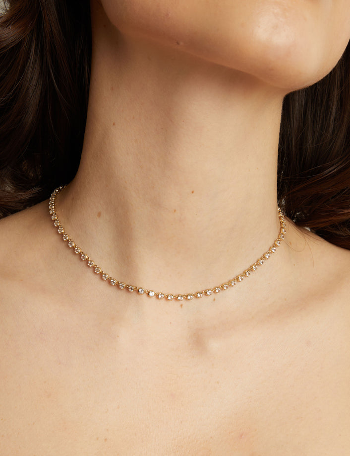 Lab Grown White Sapphire Georgian Tennis Necklace