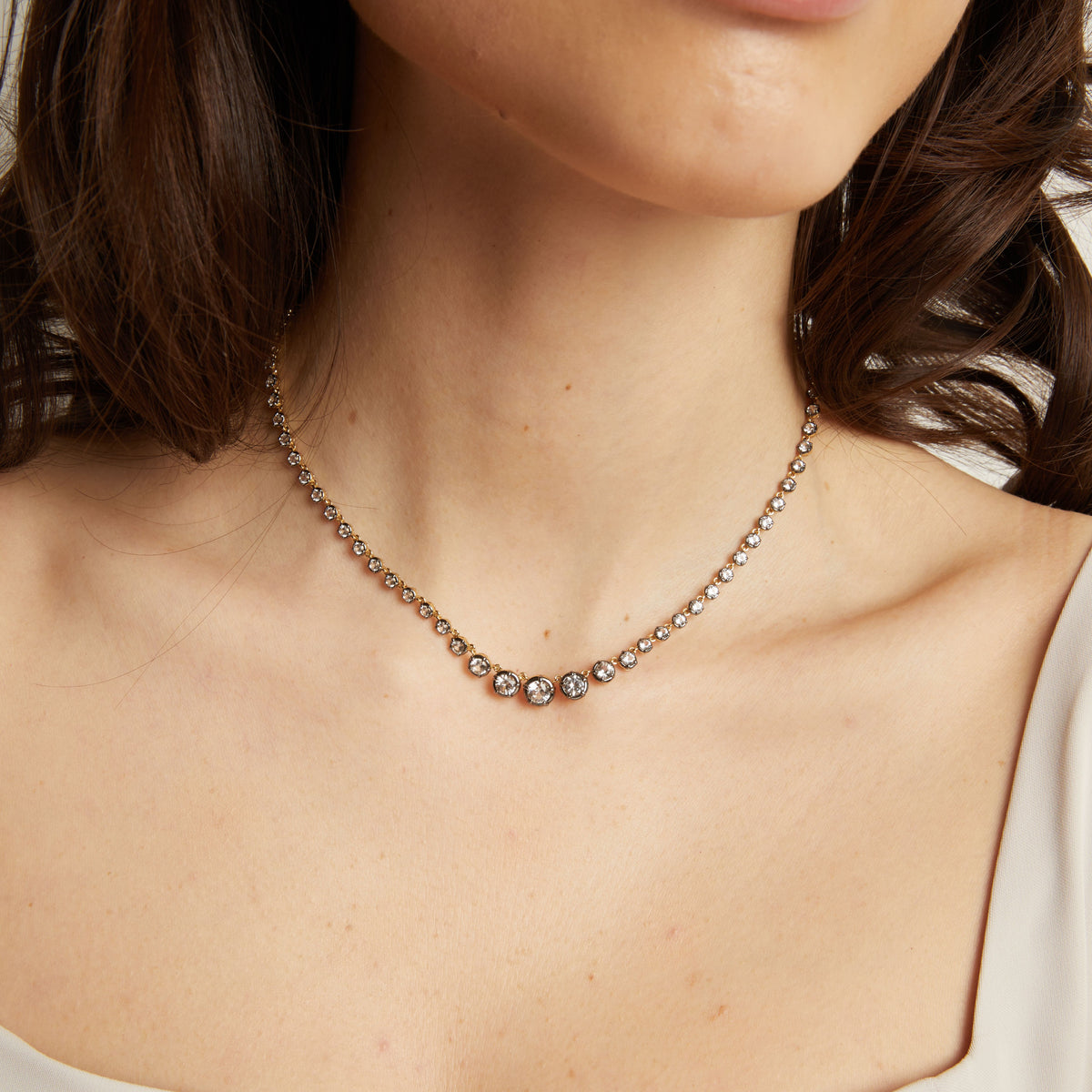 Black Rhodium Graduated Georgian Tennis Necklace