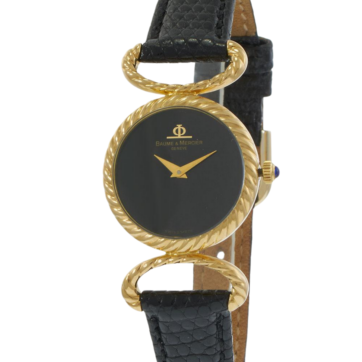 Vintage Baume & Mercier Leather Watch 18k Yellow Gold