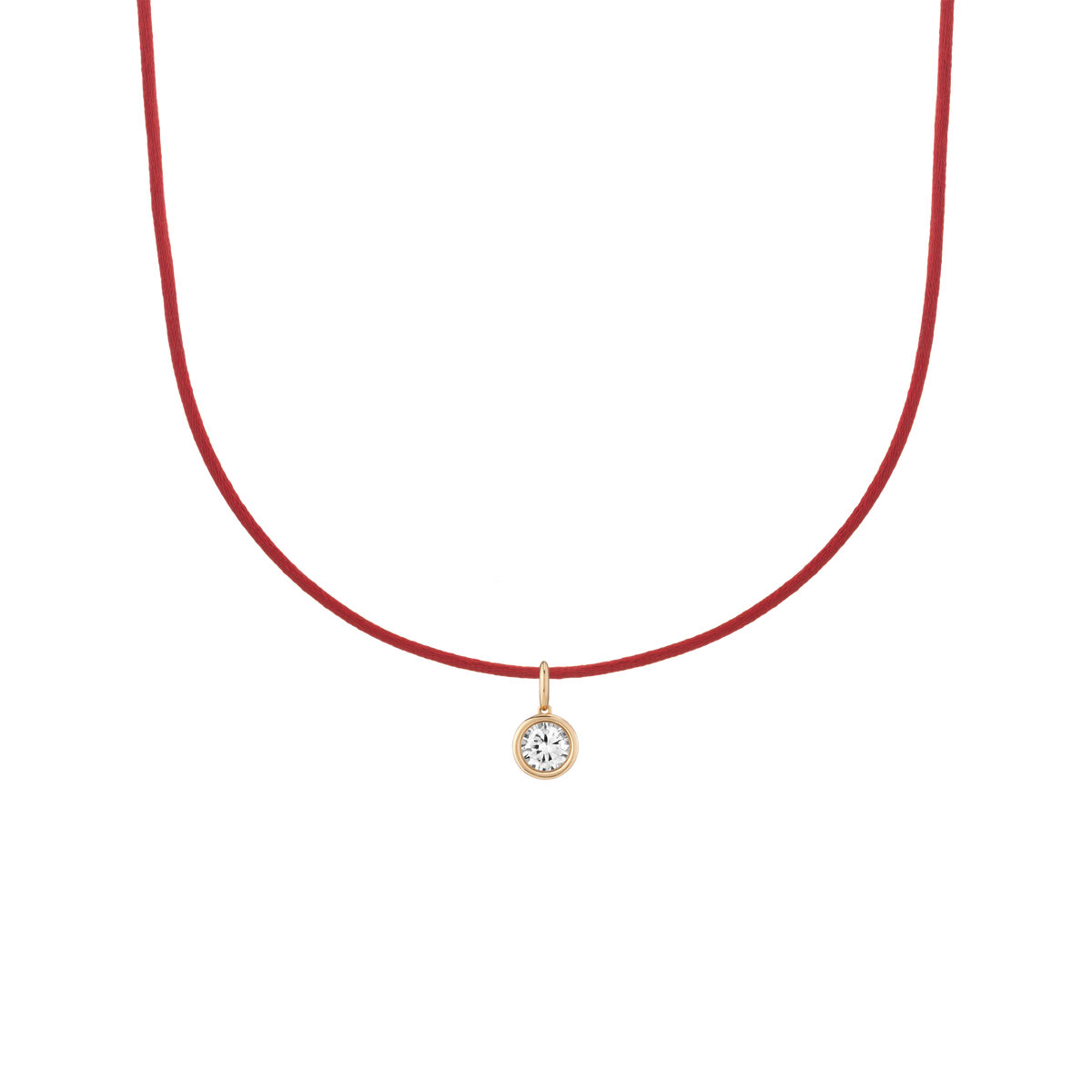 Cord Charm Necklace Set Red Round