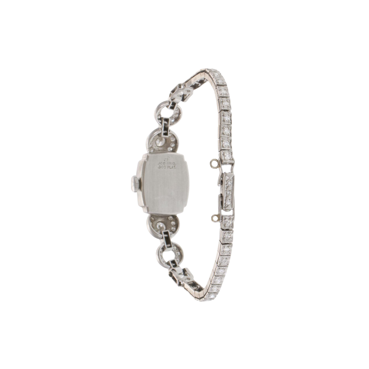 Vintage Hamilton Diamond Tennis Cocktail Watch Platinum White Gold 7in 7.5in