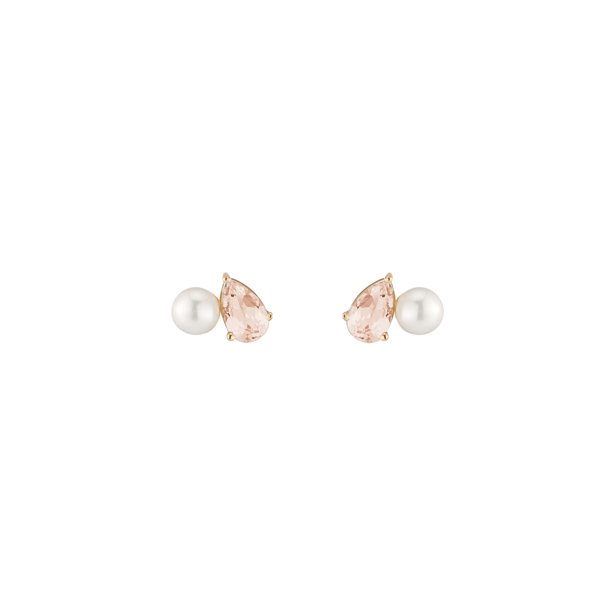 Pearl Toi et Moi Earrings Vermeil 14k 18k Yellow Gold Pink Morganite