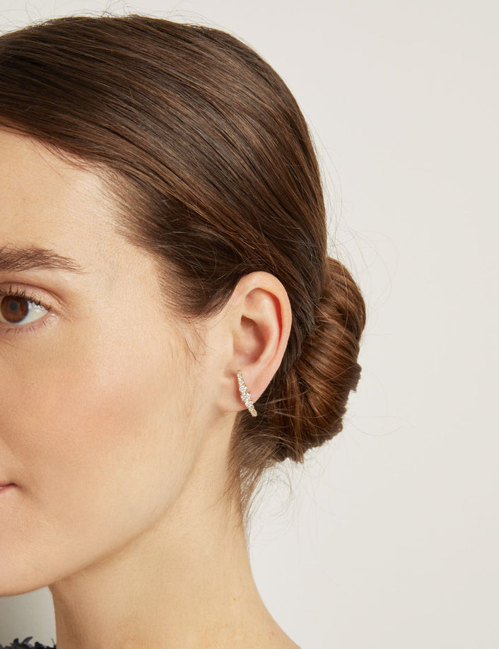Model. Close up of woman warring hoop earring