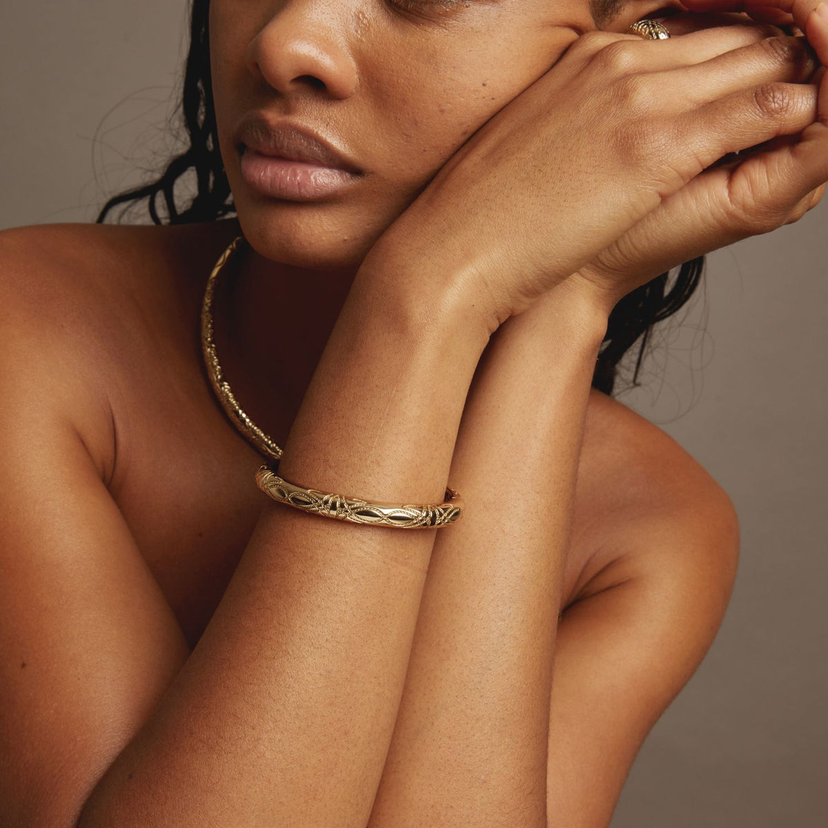 Aurate x Frye: Western Stitch Hinged Bracelet
