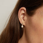 Lab Grown White Sapphire Pearl Drop Earrings