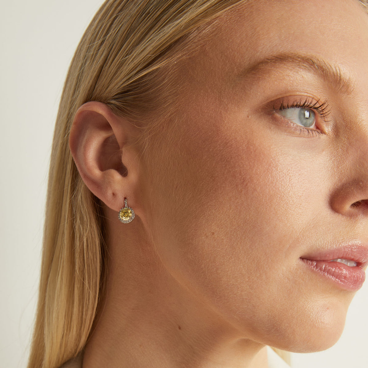 Lab Grown Canary Edwardian Earrings