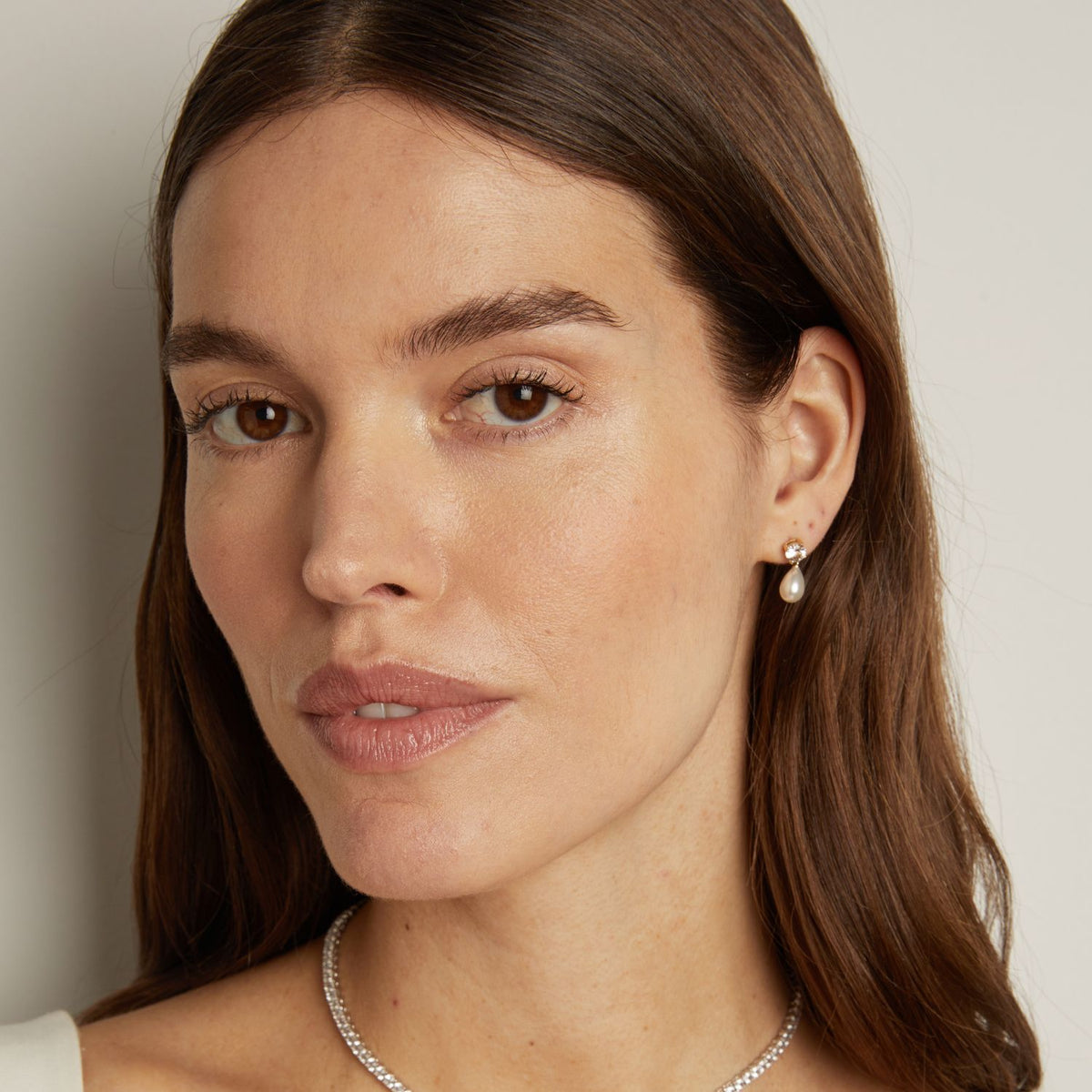 Lab Grown White Sapphire Pearl Drop Earrings