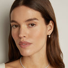 Lab Grown White Sapphire Pearl Drop Earrings