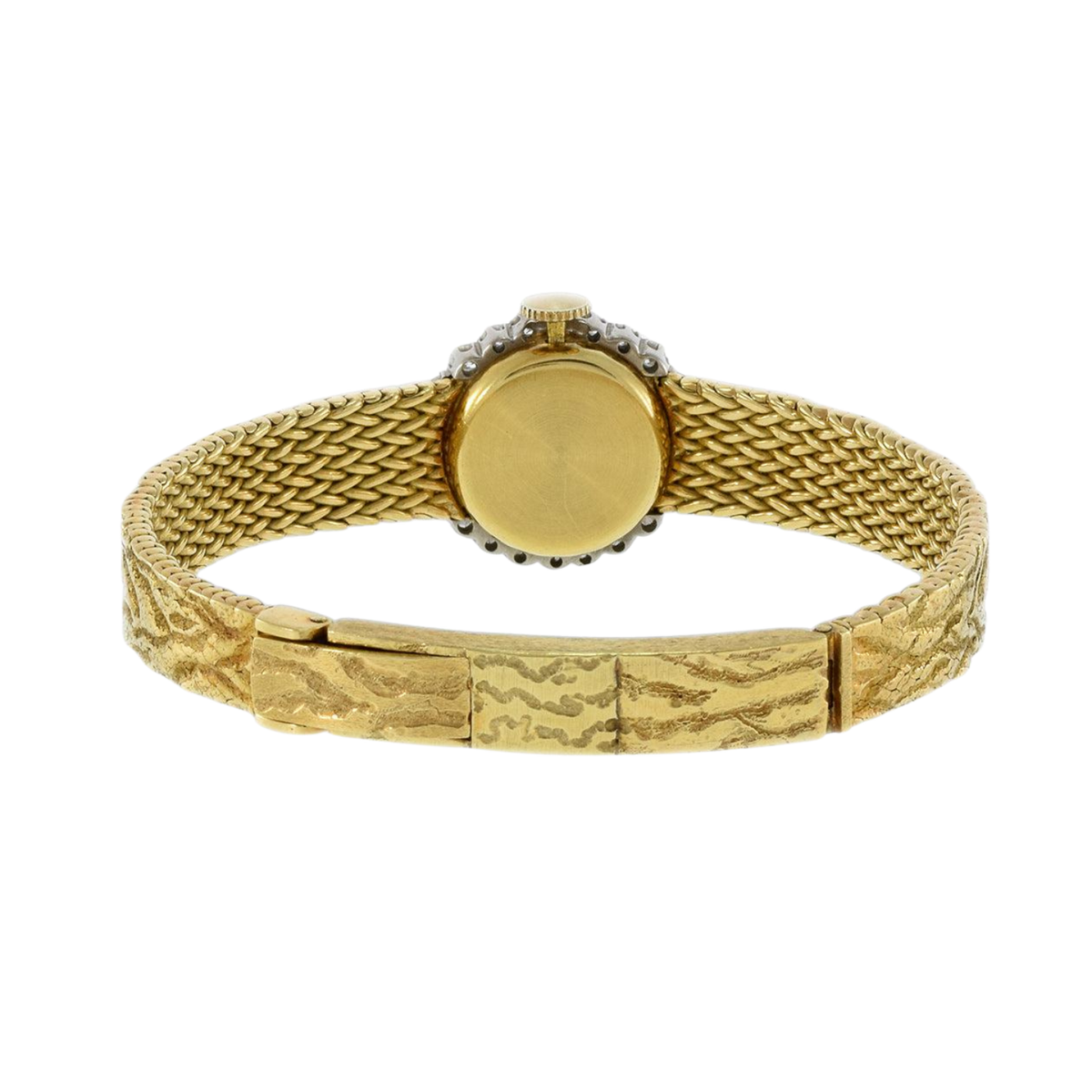 Vintage Gubelin 2ct Diamond Bezel Gold Watch 18k Yellow Gold 5.5in 6.in 6.5in