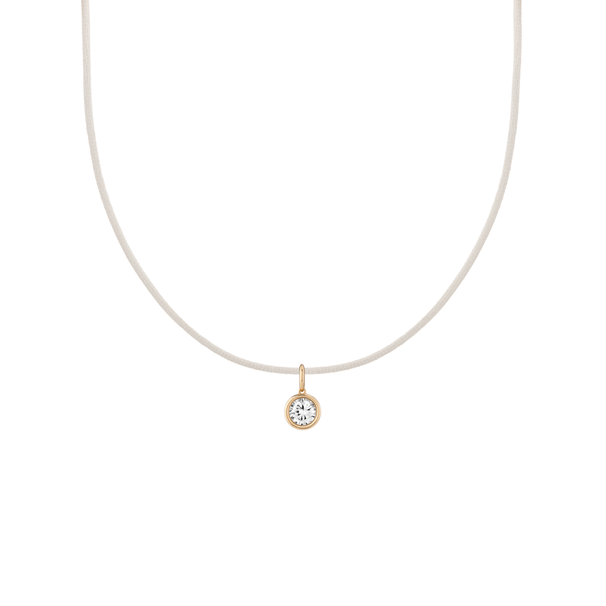 Cord Charm Necklace Set Grey Round First