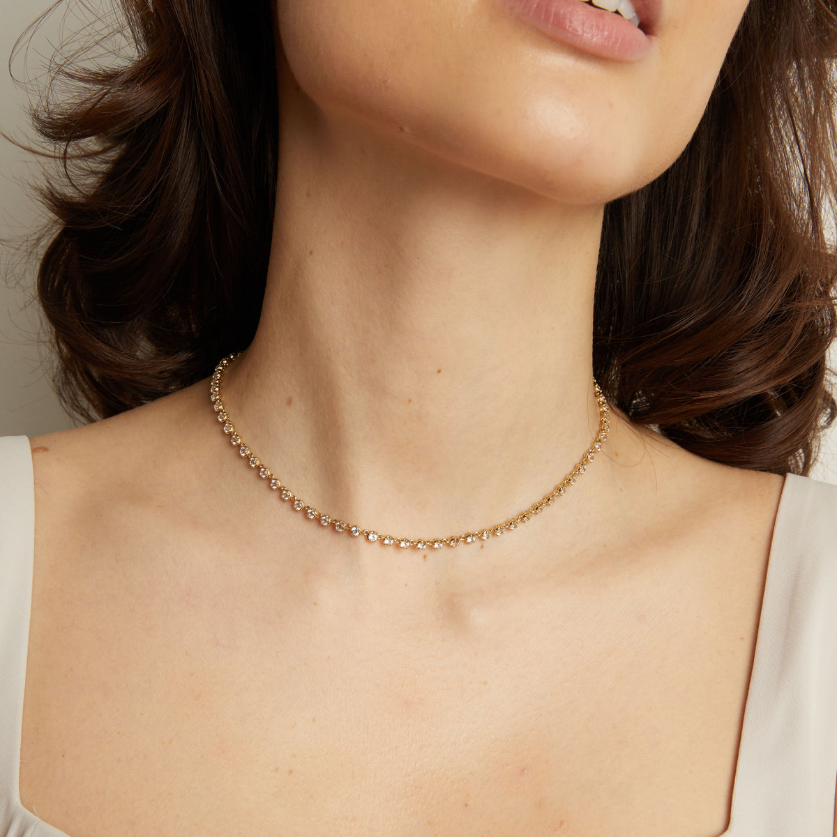 Lab Grown Diamond Georgian Tennis Necklace