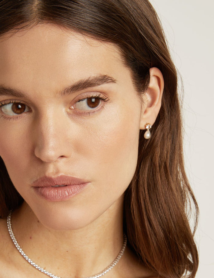 Lab Grown Diamond Pearl Drop Earrings