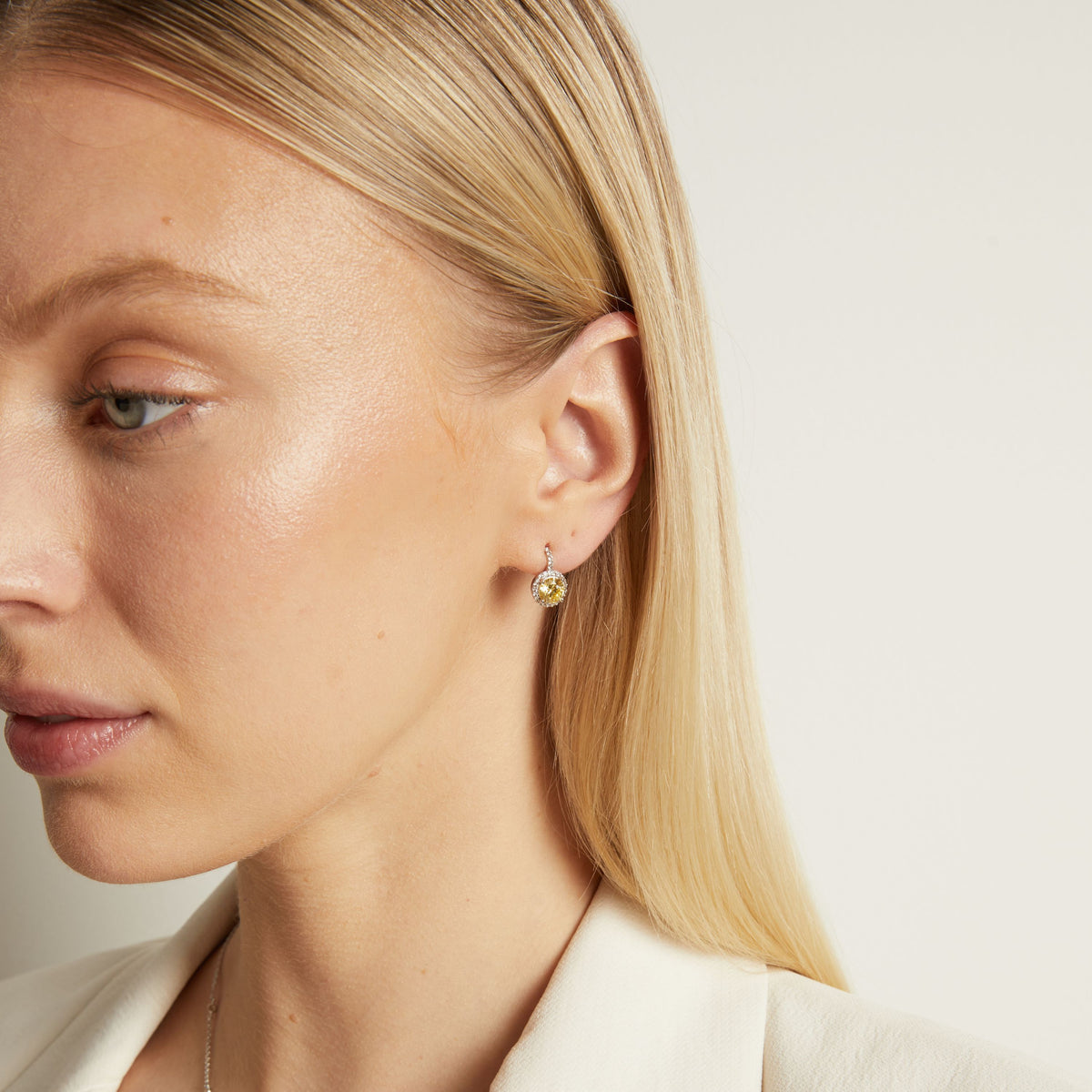 Lab Grown Canary Edwardian Earrings