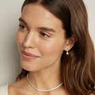 Lab Grown White Sapphire Pearl Drop Earrings