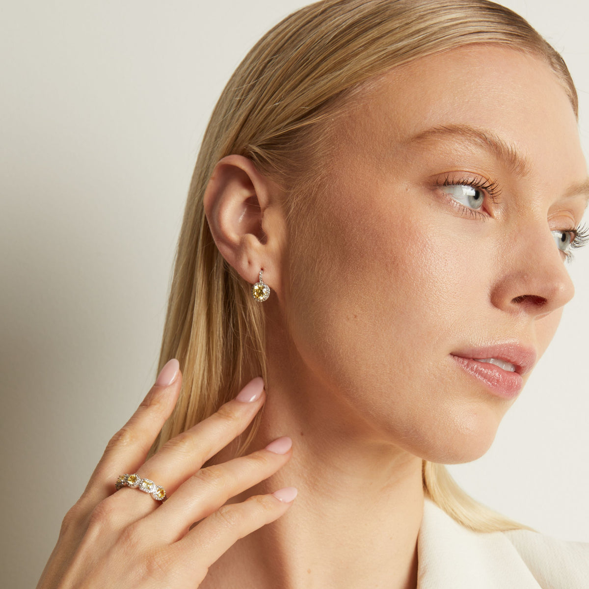 Lab Grown Canary Edwardian Earrings