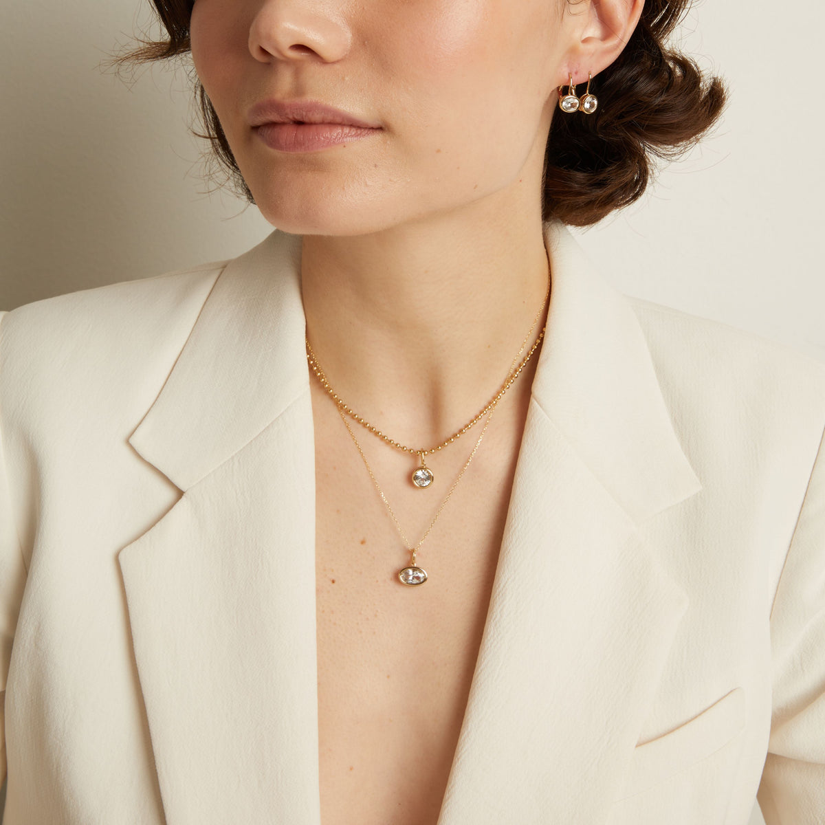 Round Lab Grown White Sapphire Bezel Pendant