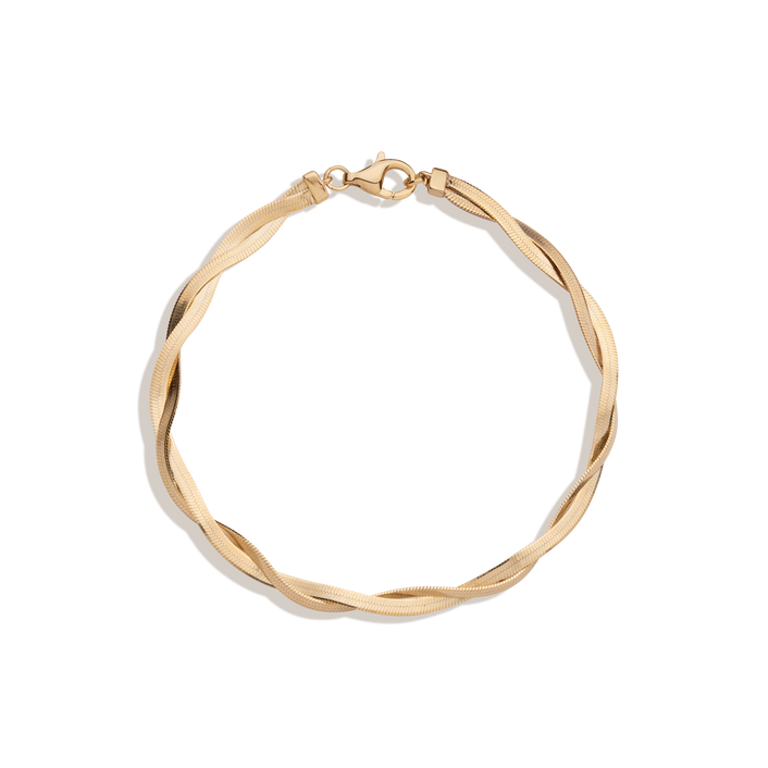 Herringbone Twist Bracelet Vermeil Yellow Gold 6.5in 7in First