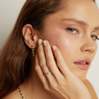 Lab Grown White Sapphire and Green Emerald Alternating Tennis Earrings