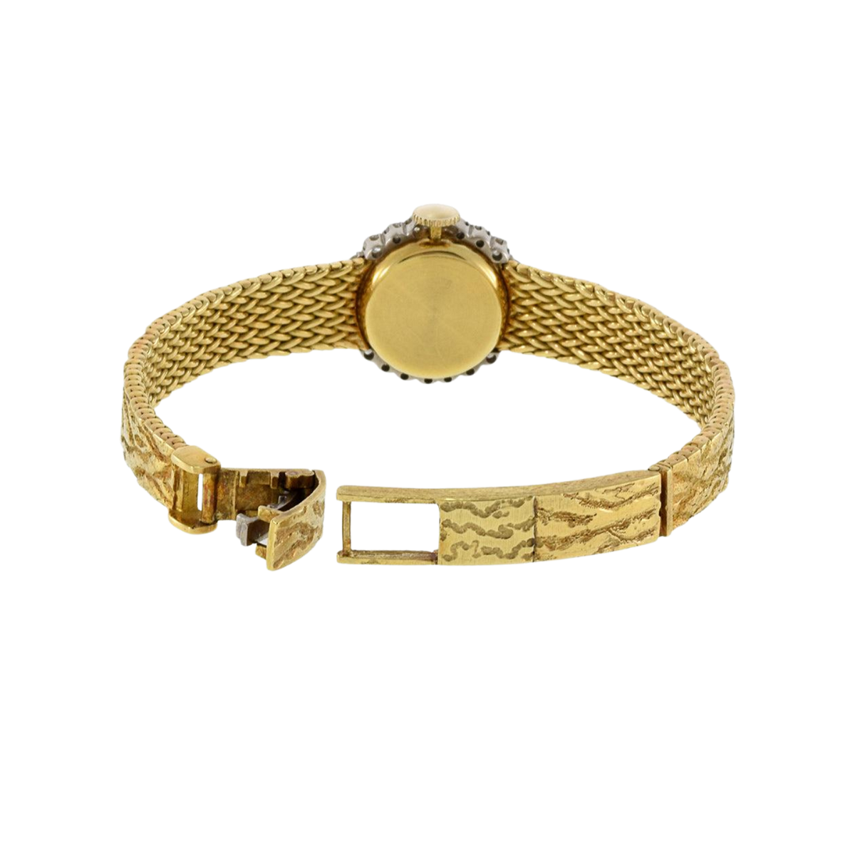 Vintage Gubelin 2ct Diamond Bezel Gold Watch 18k Yellow Gold 5.5in 6.in 6.5in