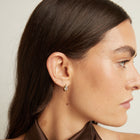 Double Bezel Marquise Lab Grown White Sapphire Huggie Earrings