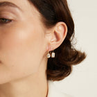 Pear Lab Grown White Sapphire Bezel Drop Earrings