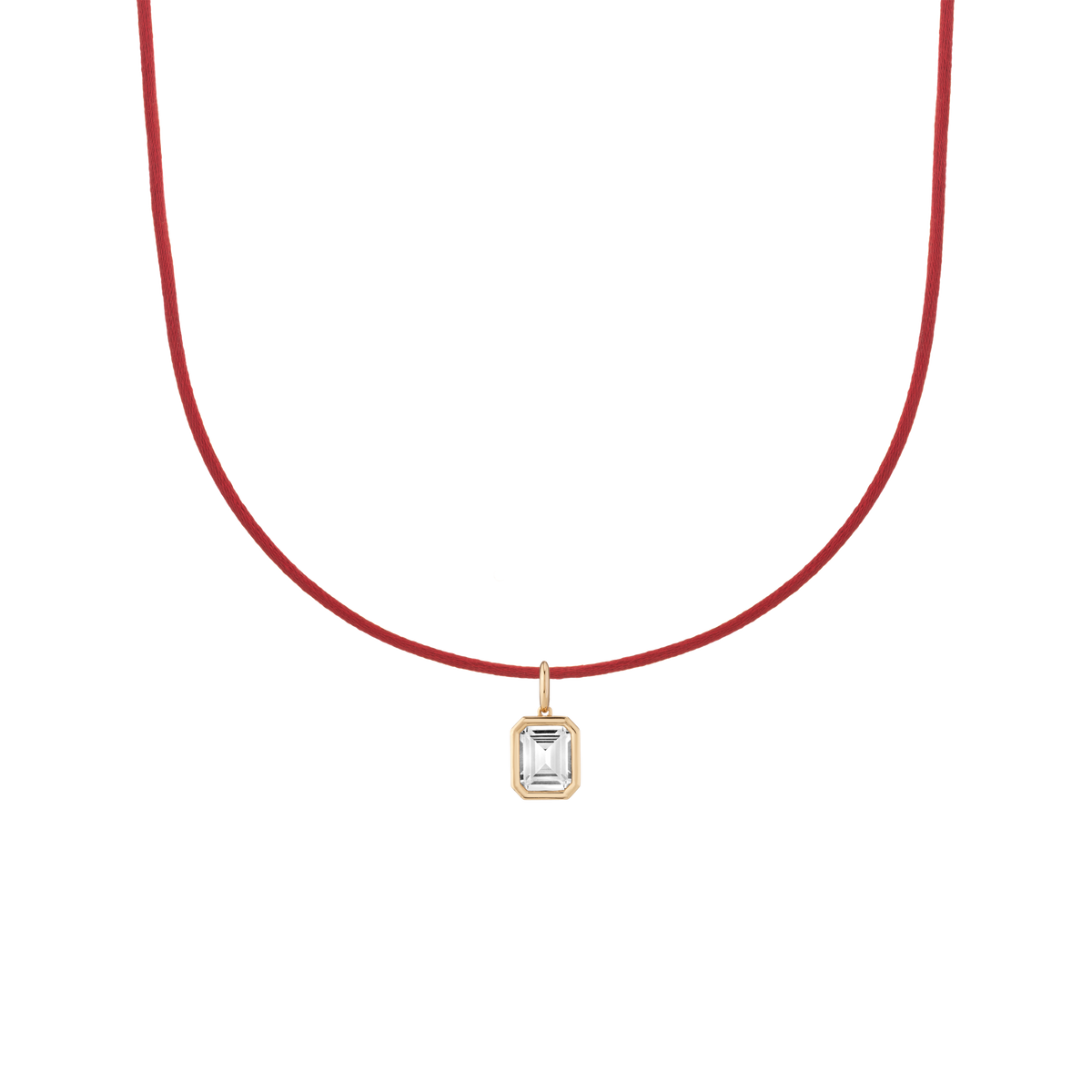 Cord Charm Necklace Set Red Emerald