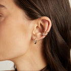 Round Lab Grown White Sapphire Solitaire Huggie Earrings