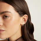 Round Lab Grown White Sapphire Solitaire Huggie Earrings