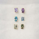 Lab Grown Green Prasiolite Mosaic Stud Earrings