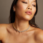 Lab Grown White Sapphire Three Layered Tennis Necklace