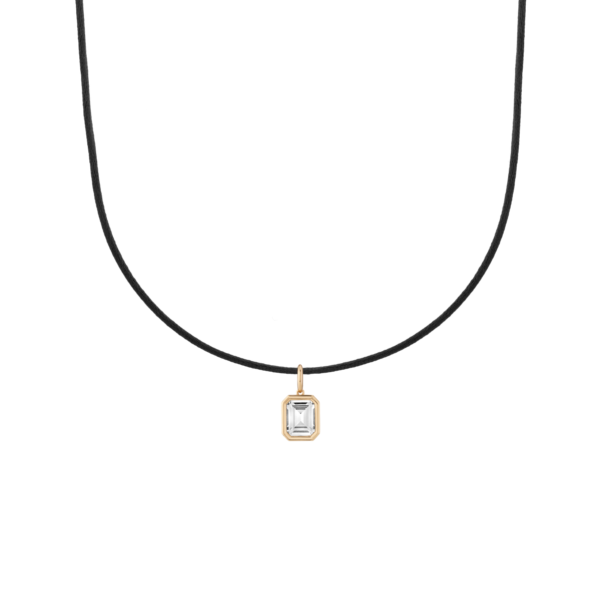 Cord Charm Necklace Set Black Emerald