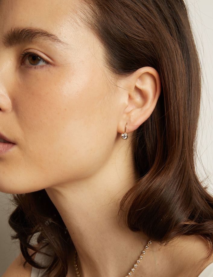Lab Grown White Sapphire Georgian Drop Earrings